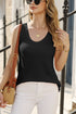 Scoop Neck Waffle Knit Flowy Vest