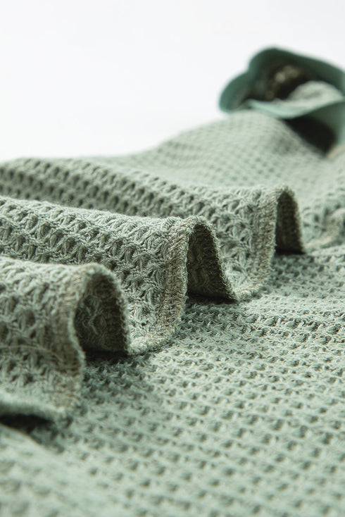 Scoop Neck Waffle Knit Flowy Vest