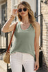 Scoop Neck Waffle Knit Flowy Vest