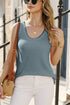 Scoop Neck Waffle Knit Flowy Vest