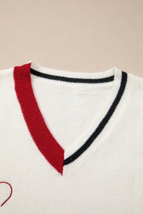 Script Graphic Varsity V Neck Sweater Vest