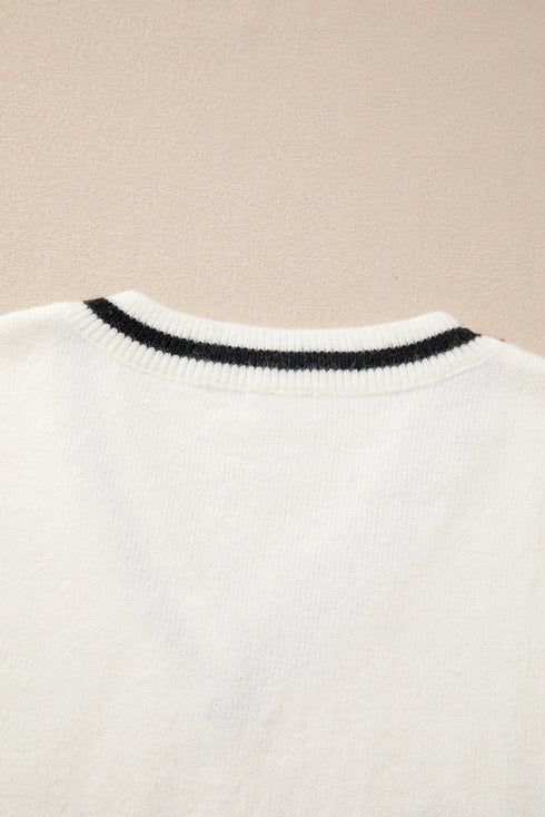 Script Graphic Varsity V Neck Sweater Vest