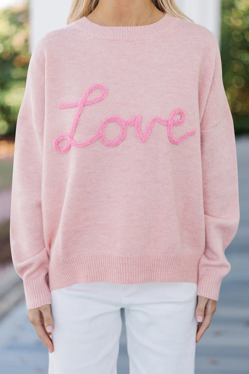 Script Love Graphic Crew Neck Sweater
