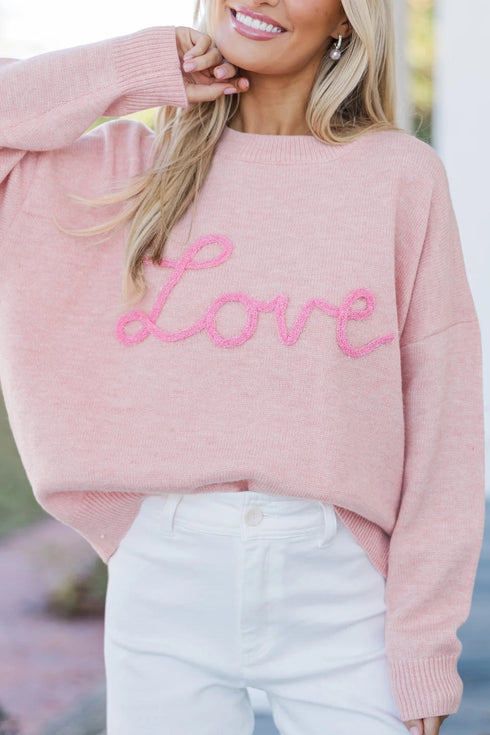 Script Love Graphic Crew Neck Sweater