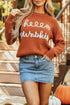 Script Phrase Graphic Ribbed Knit Crew Neck Sweater