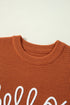 Script Phrase Graphic Ribbed Knit Crew Neck Sweater