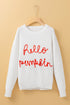 Script Phrase Graphic Ribbed Knit Crew Neck Sweater