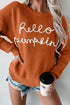 Script Phrase Graphic Ribbed Knit Crew Neck Sweater