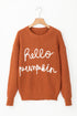 Script Phrase Graphic Ribbed Knit Crew Neck Sweater