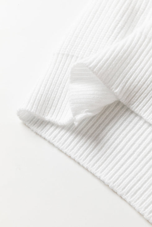 Script Phrase Graphic Ribbed Knit Crew Neck Sweater