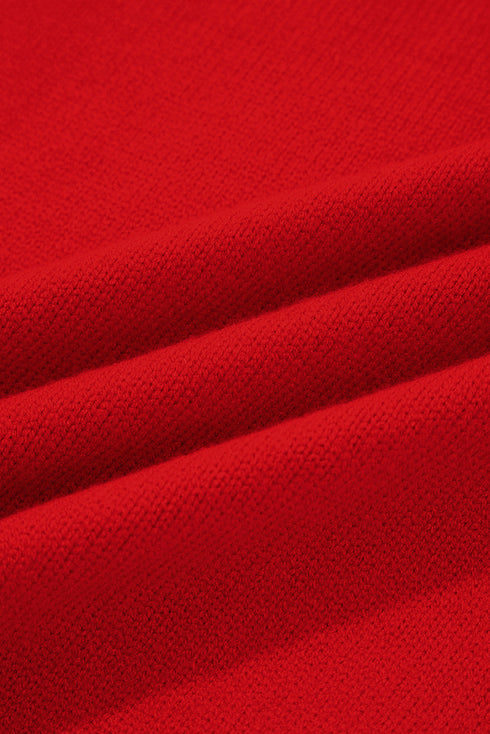 Script Text Snowflake Sleeve Mock Neck Knit Sweater