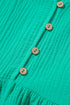 Sea Green Textured Buttoned Thin Strap Tiered Loose Fit Mini Dress