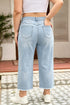 Seam Detail Patch Pocket Raw Cut Wide Leg Jeans