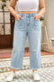 Seam Detail Patch Pocket Raw Cut Wide Leg Jeans