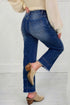 Seam Detail Raw Hem Ankle Length Denim Jeans