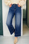 Seam Detail Raw Hem Ankle Length Denim Jeans