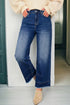 Seam Detail Raw Hem Ankle Length Denim Jeans
