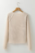 Seam Detail Waffle Knit Crew Neck Relaxed Fit Long Sleeve Top