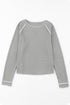 Seam Detail Waffle Knit Crew Neck Relaxed Fit Long Sleeve Top