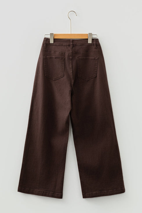 Seamed Center Wide Leg Cropped Denim Jeans