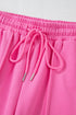 Seamed Zipper Jacket Drawstring Wide Leg Pant Set