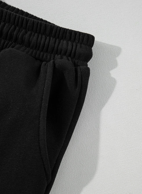 Seamed Zipper Jacket Drawstring Wide Leg Pant Set