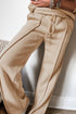 Seamed Zipper Jacket Drawstring Wide Leg Pant Set