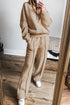 Seamed Zipper Jacket Drawstring Wide Leg Pant Set