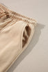 Seamed Zipper Jacket Drawstring Wide Leg Pant Set