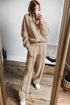 Seamed Zipper Jacket Drawstring Wide Leg Pant Set