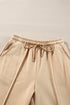 Seamed Zipper Jacket Drawstring Wide Leg Pant Set