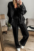 Seamed Zipper Jacket Drawstring Wide Leg Pant Set