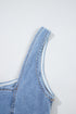 Seamed Zipper Square Neck Sleeveless Denim Bodycon Mini Dress