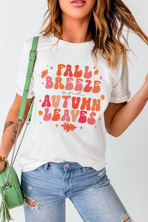 Seasonal Breeze And Leaves Quote Graphic T-Shirt