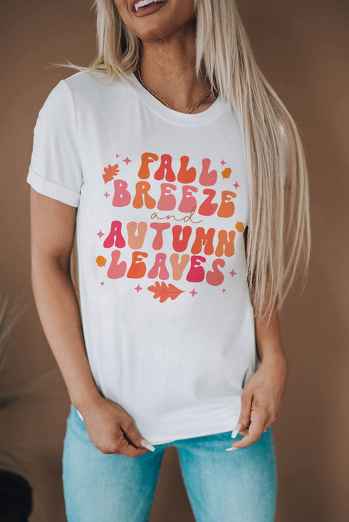 Seasonal Breeze And Leaves Quote Graphic T-Shirt