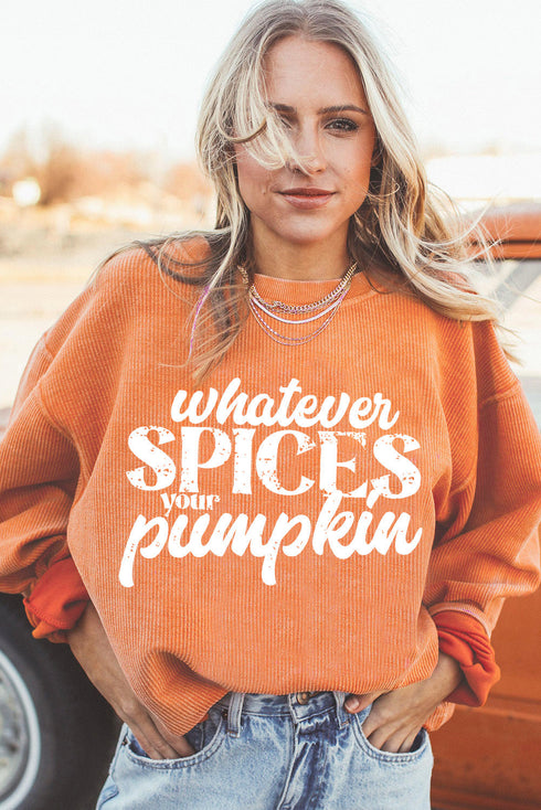 Seasonal Phrase Corded Texture Crew Neck Sweatshirt