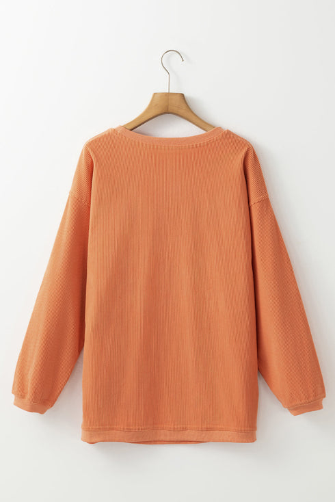 Seasonal Phrase Corded Texture Crew Neck Sweatshirt