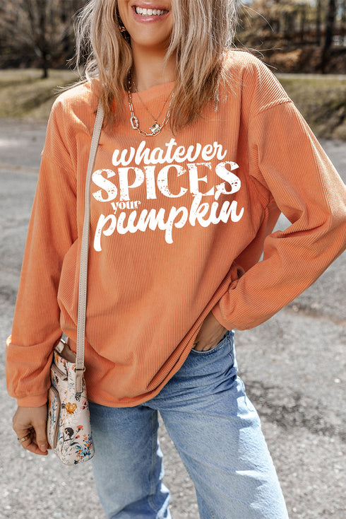 Seasonal Phrase Corded Texture Crew Neck Sweatshirt