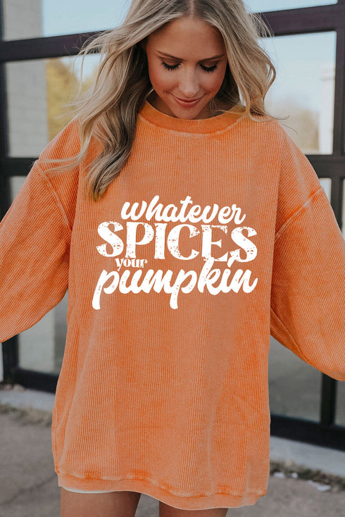 Seasonal Phrase Corded Texture Crew Neck Sweatshirt