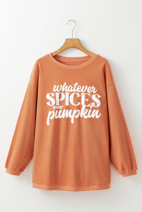 Seasonal Phrase Corded Texture Crew Neck Sweatshirt