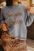 See You Cowboy Script Graphic Crew Neck Sweater