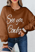 See You Cowboy Script Graphic Crew Neck Sweater