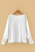 Semi Sheer Dolman Sleeve Smocked Cuff Blouse