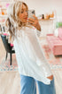Semi Sheer Dolman Sleeve Smocked Cuff Blouse