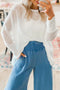 Semi Sheer Dolman Sleeve Smocked Cuff Blouse