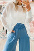 Semi Sheer Dolman Sleeve Smocked Cuff Blouse