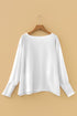 Semi Sheer Dolman Sleeve Smocked Cuff Blouse