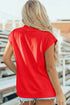 Sequin American Flag Balloon Dog Mock Neck Graphic Tee