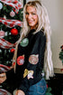 Sequin Applique Patch Long Sleeve Crewneck Sweatshirt