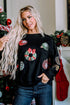 Sequin Applique Patch Long Sleeve Crewneck Sweatshirt
